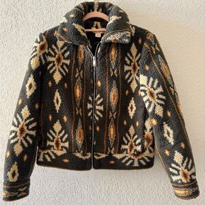 BAND OF GYPSIES Aztec Print Sherpa Jacket Women’s Size Small